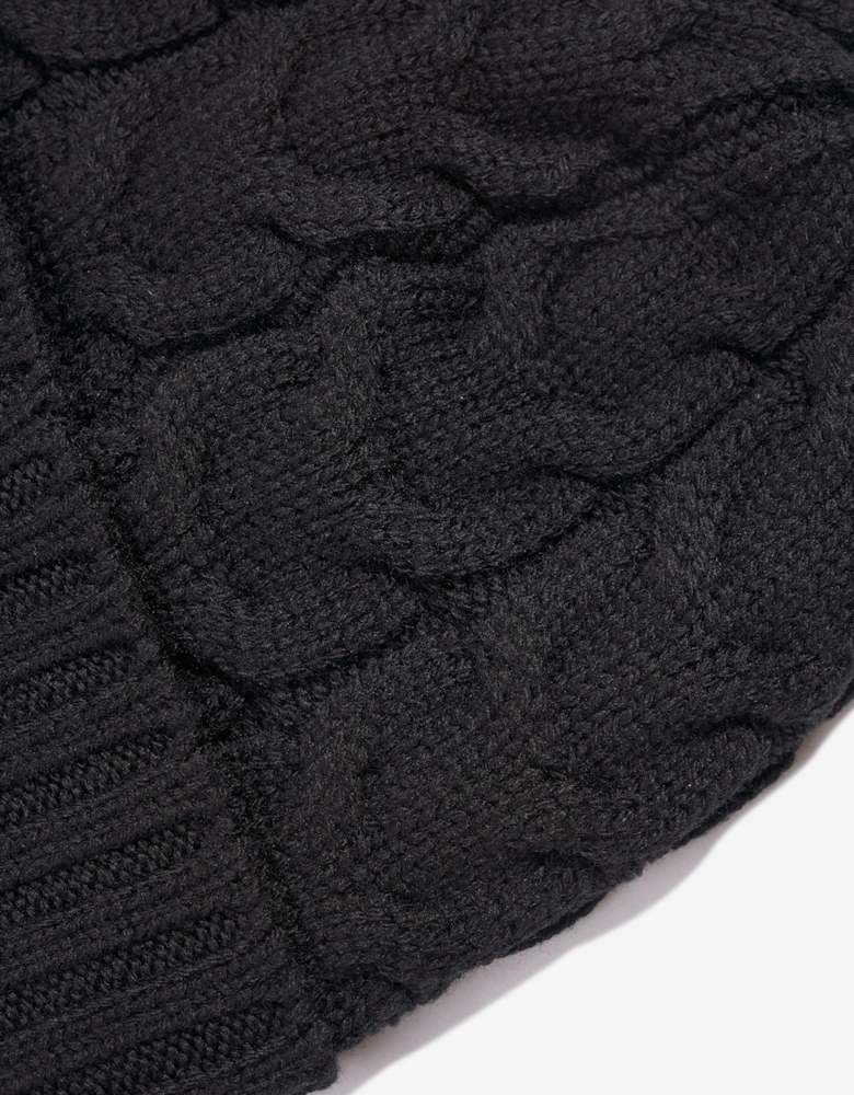 Moncler Enfant Kids Wool Cable Knit Beanie Hat in Black