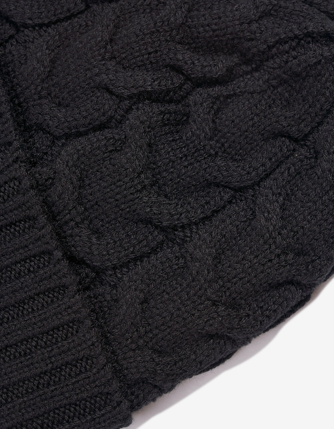 Moncler Enfant Kids Wool Cable Knit Beanie Hat in Black