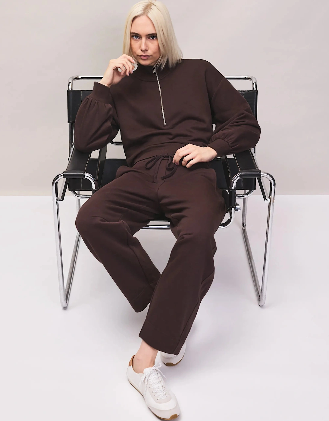 Brown Half-Zip Sweatshirt