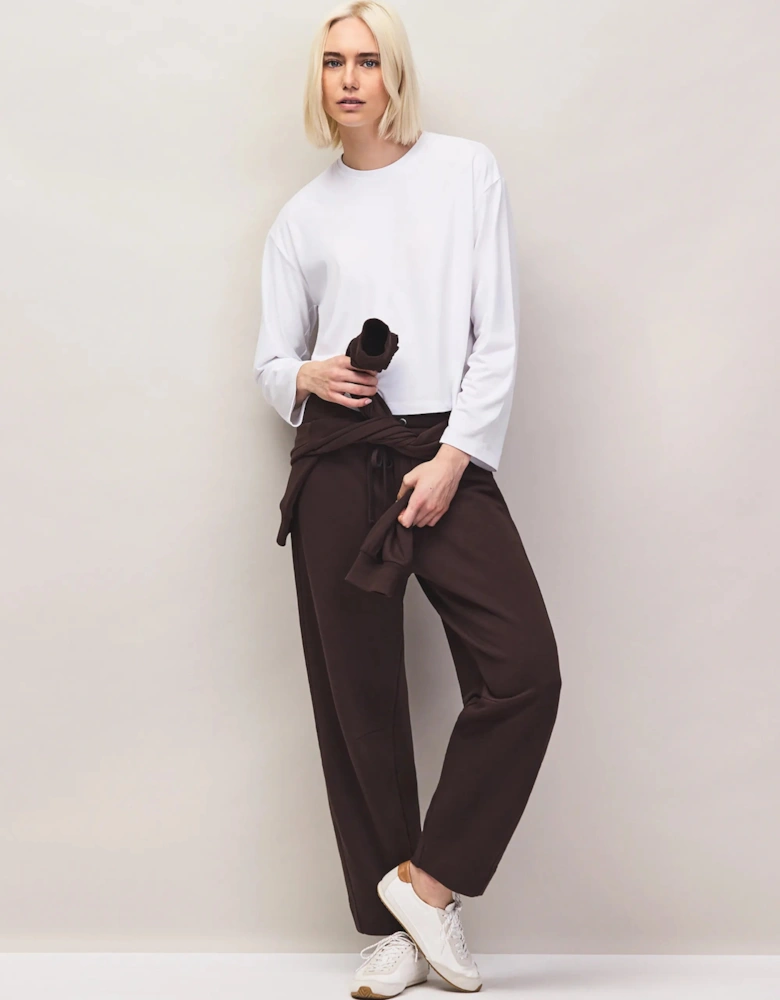 Petite Brown Barrel Leg Sweatpants