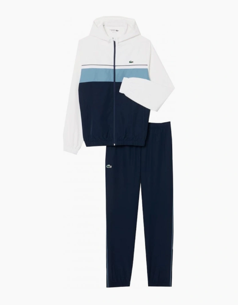 Lacoste Men's White, Blue and Navy colour block Tracksuit
