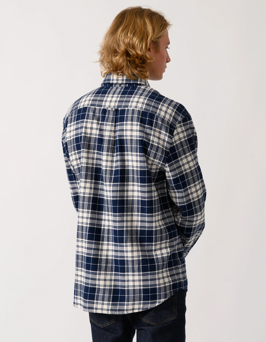 Lacoste Casual Flannel Mens Long Sleeve Shirt - Lapland/Navy Blue-Rill DCN0