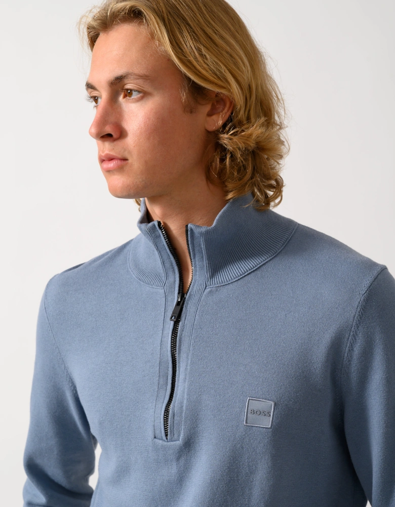 BOSS Orange Kanobix S Mens 1/4 Zip Jumper  - Medium Blue 424