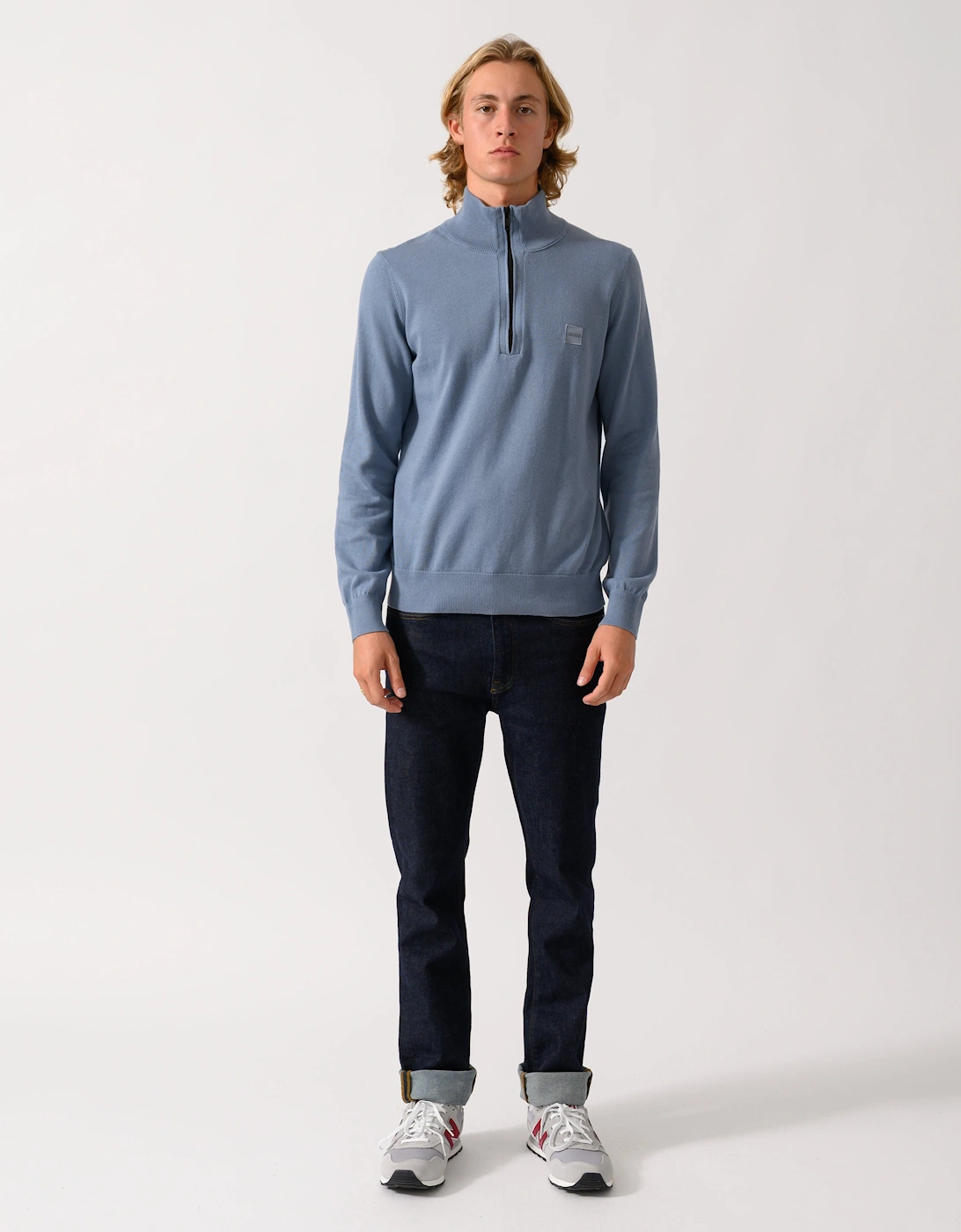 BOSS Orange Kanobix S Mens 1/4 Zip Jumper  - Medium Blue 424