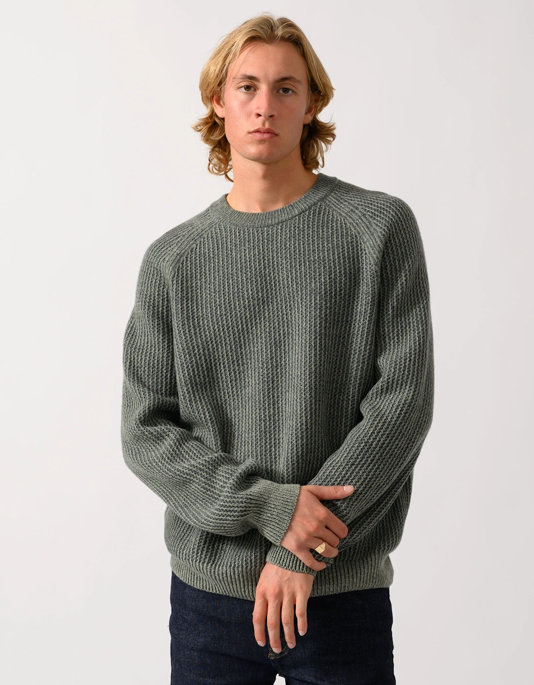 BOSS Orange Kepler Mens Crew Neck Jumper - Open Green 370
