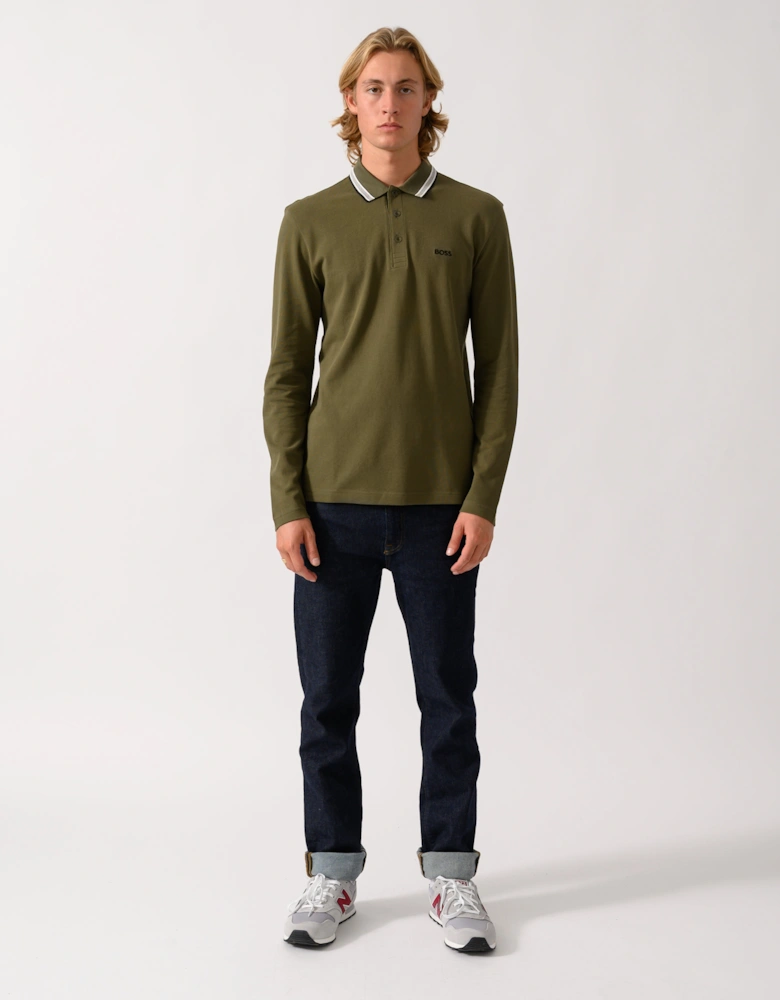 BOSS Green Plisy Mens Long Sleeve Polo Shirt  - Open Green 398