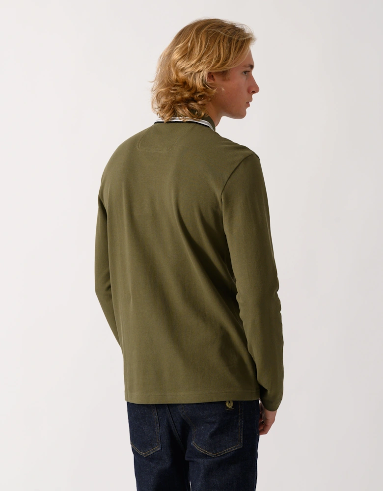 BOSS Green Plisy Mens Long Sleeve Polo Shirt  - Open Green 398