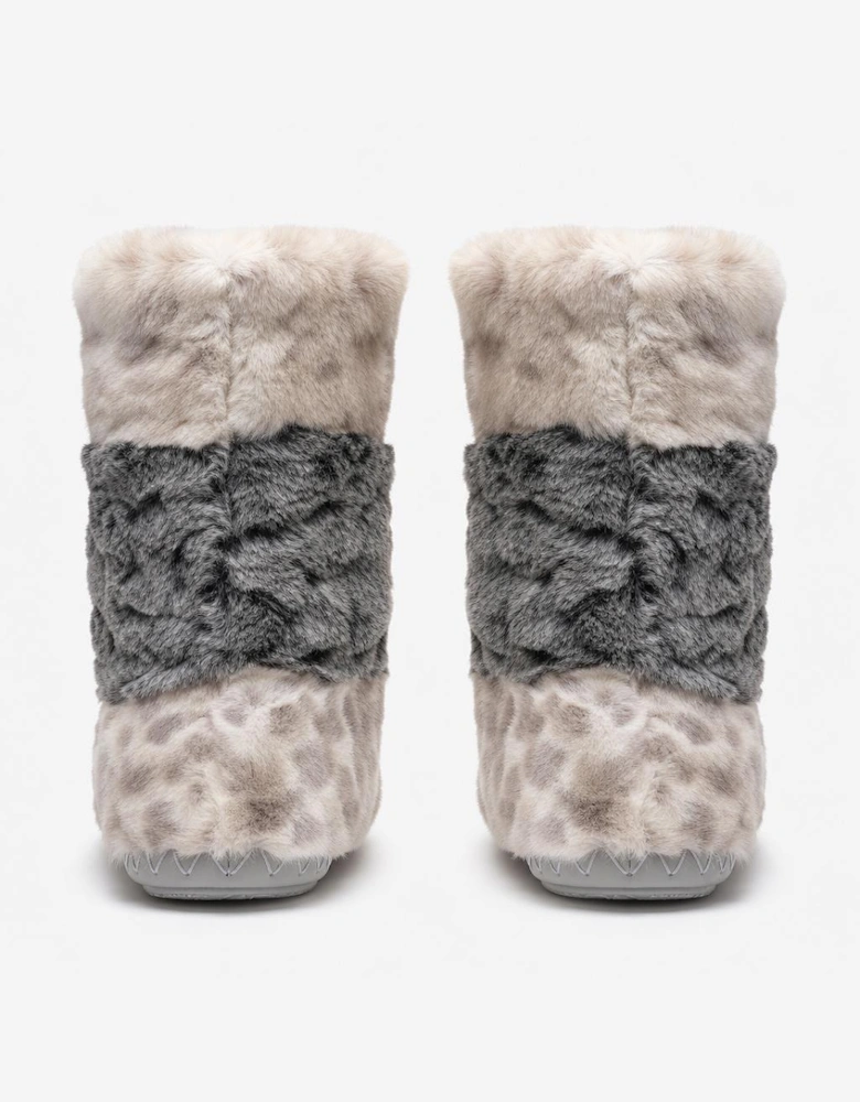 Bedroom Athletics FLORENCE Womens Slipper Boots Patchwork Grey Leopard