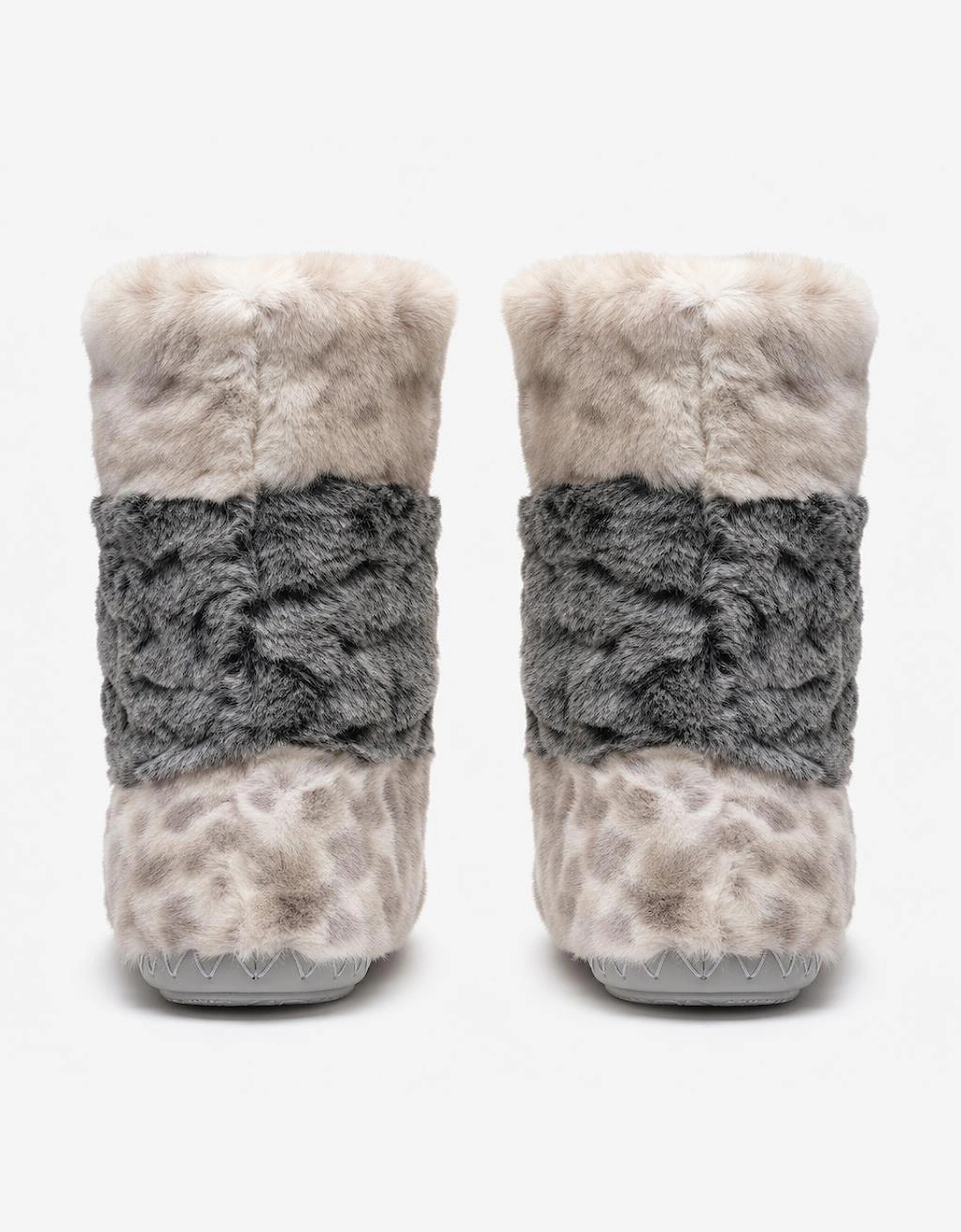 Bedroom Athletics FLORENCE Womens Slipper Boots Patchwork Grey Leopard