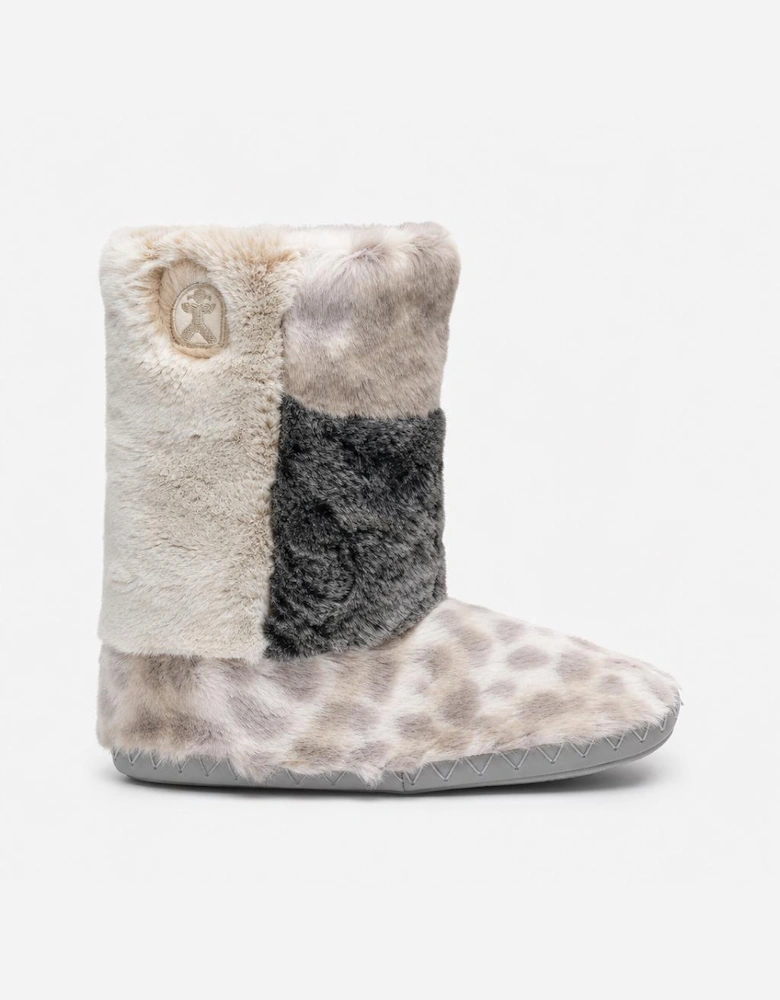 Bedroom Athletics FLORENCE Womens Slipper Boots Patchwork Grey Leopard