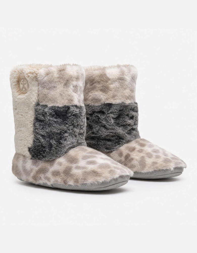 Bedroom Athletics FLORENCE Womens Slipper Boots Patchwork Grey Leopard