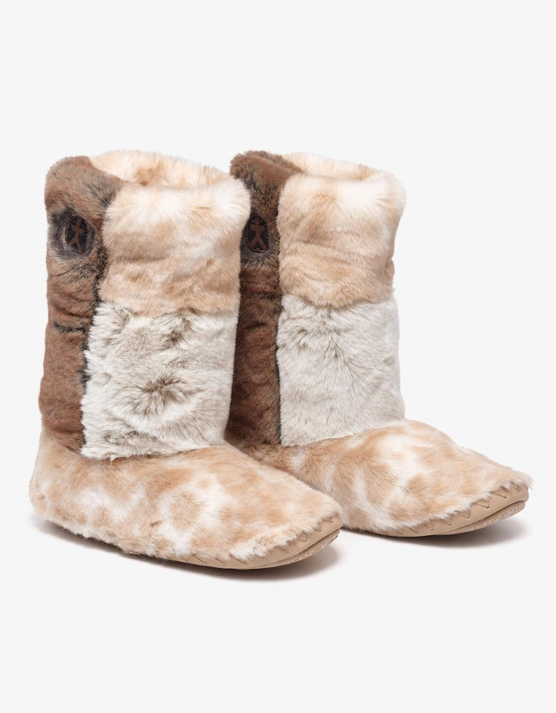 Bedroom Athletics FLORENCE Womens Slipper Boots Patchwork Caramel Leopard