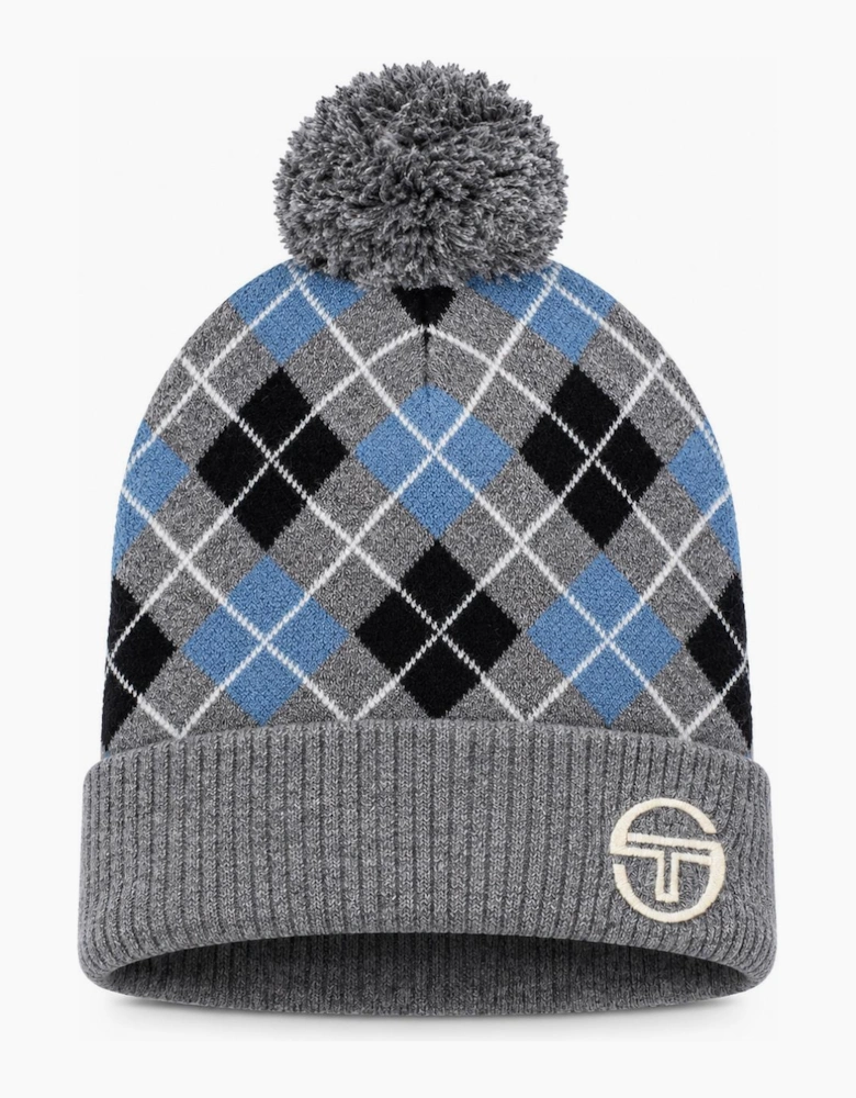 Sergio Tacchini Hamilton Argyle Pom Beanie Hat Charcoal Marl/Black County Blue