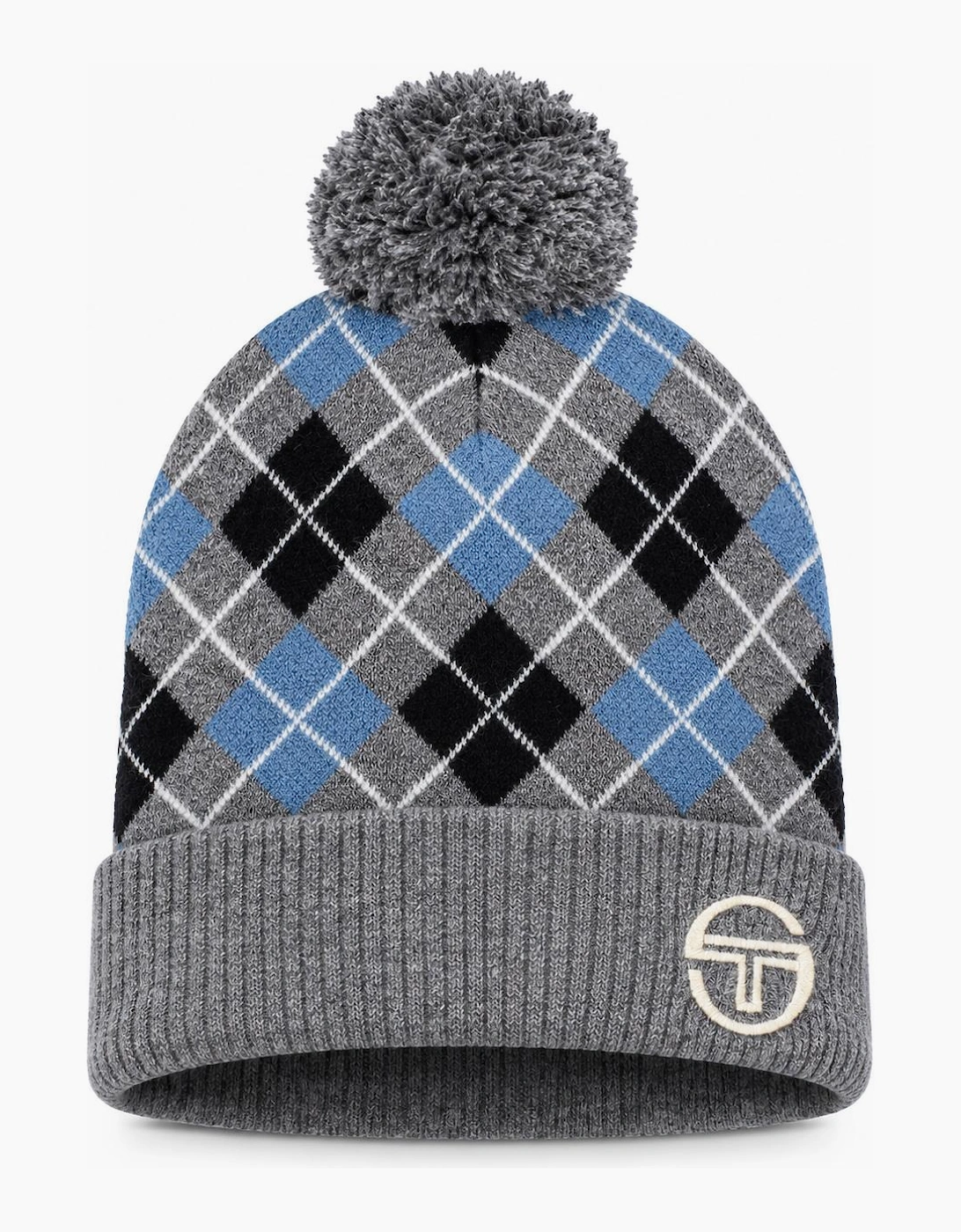 Sergio Tacchini Hamilton Argyle Pom Beanie Hat Charcoal Marl/Black County Blue