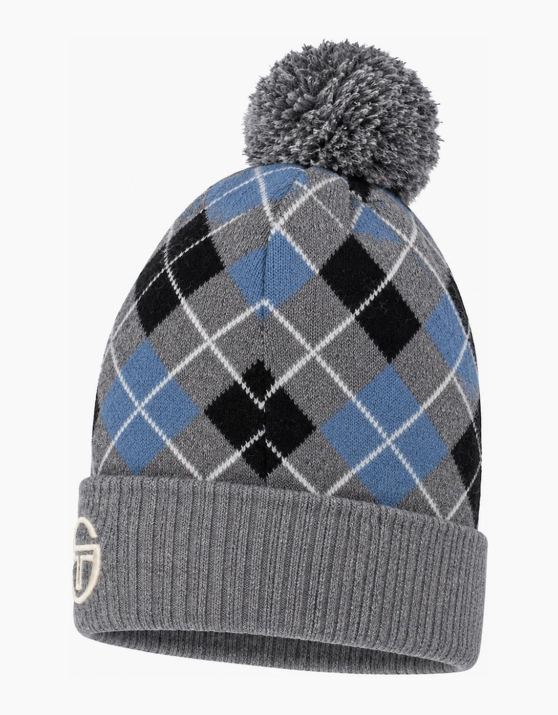 Sergio Tacchini Hamilton Argyle Pom Beanie Hat Charcoal Marl/Black County Blue