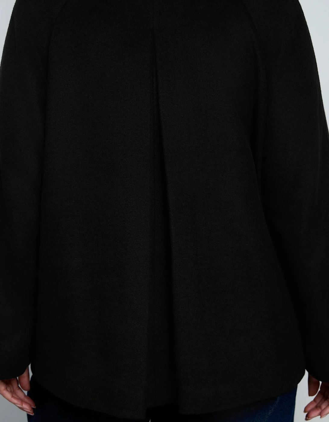 Black Wool Blend Jacket with Button Fastening
