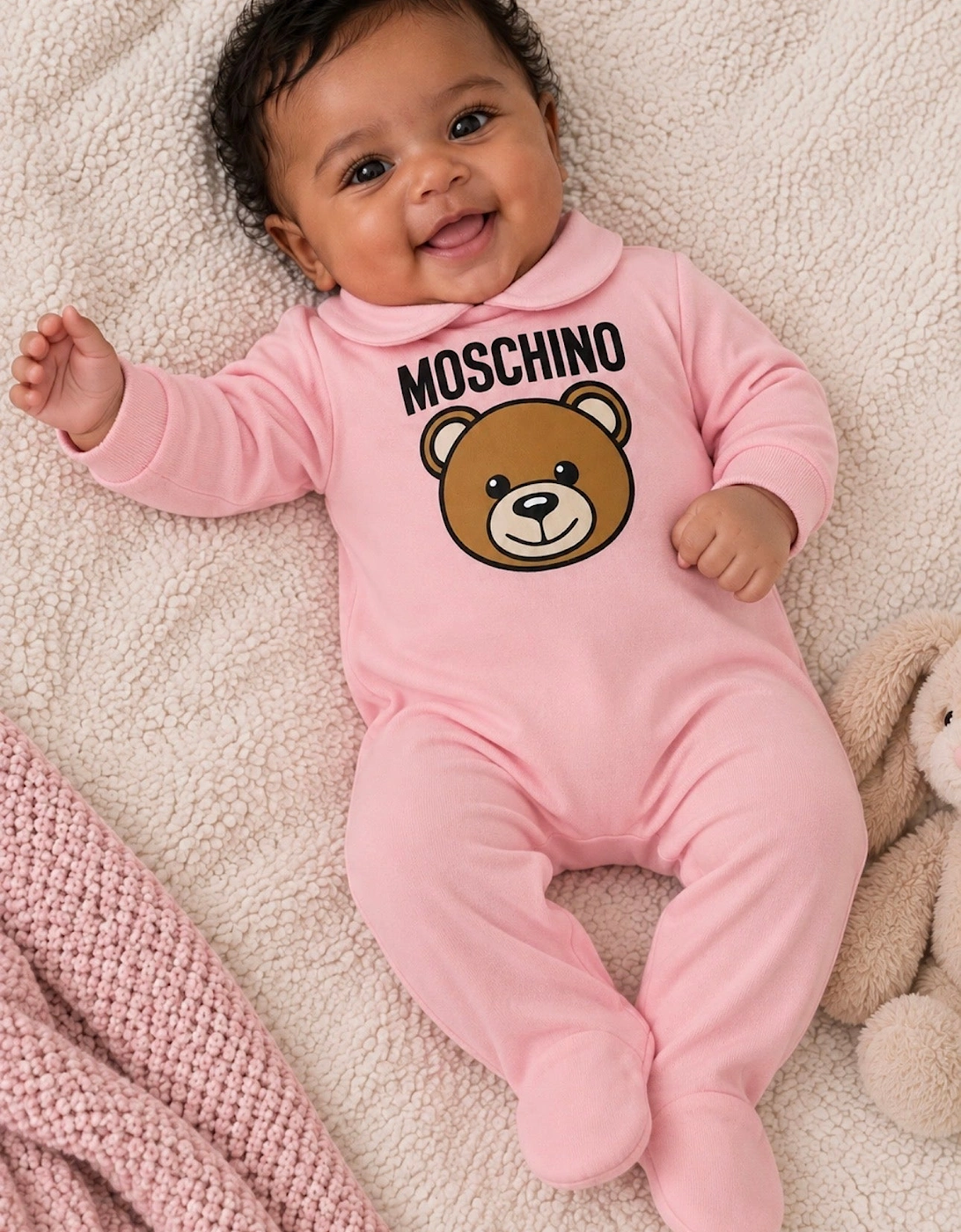 MOSCHINO BABY PINK BABYGROW WITH GIFT BOX MUY09O