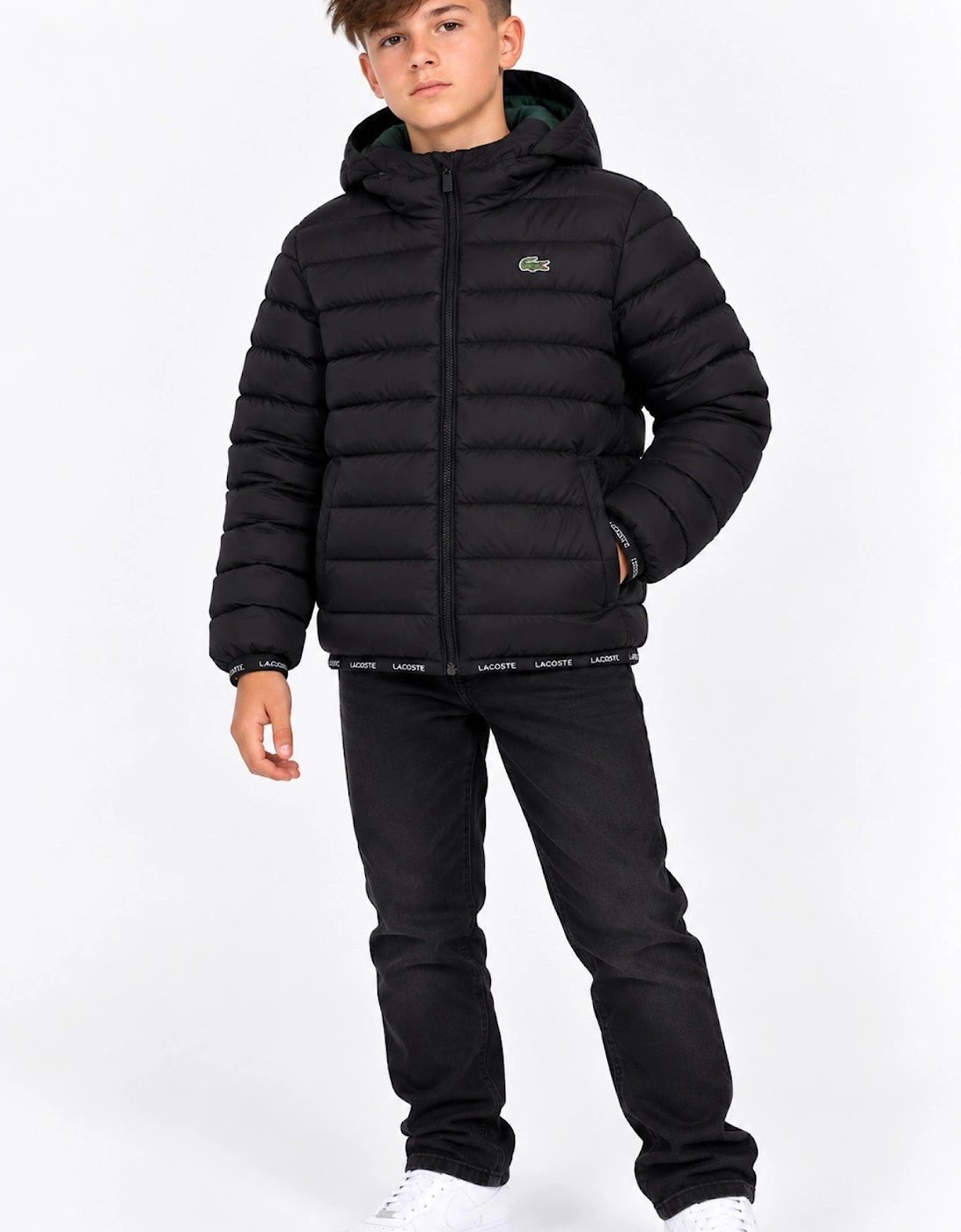 LACOSTE BOYS BLACK MID WEIGHT PUFFER JACKET 847907 - Size: 4 years