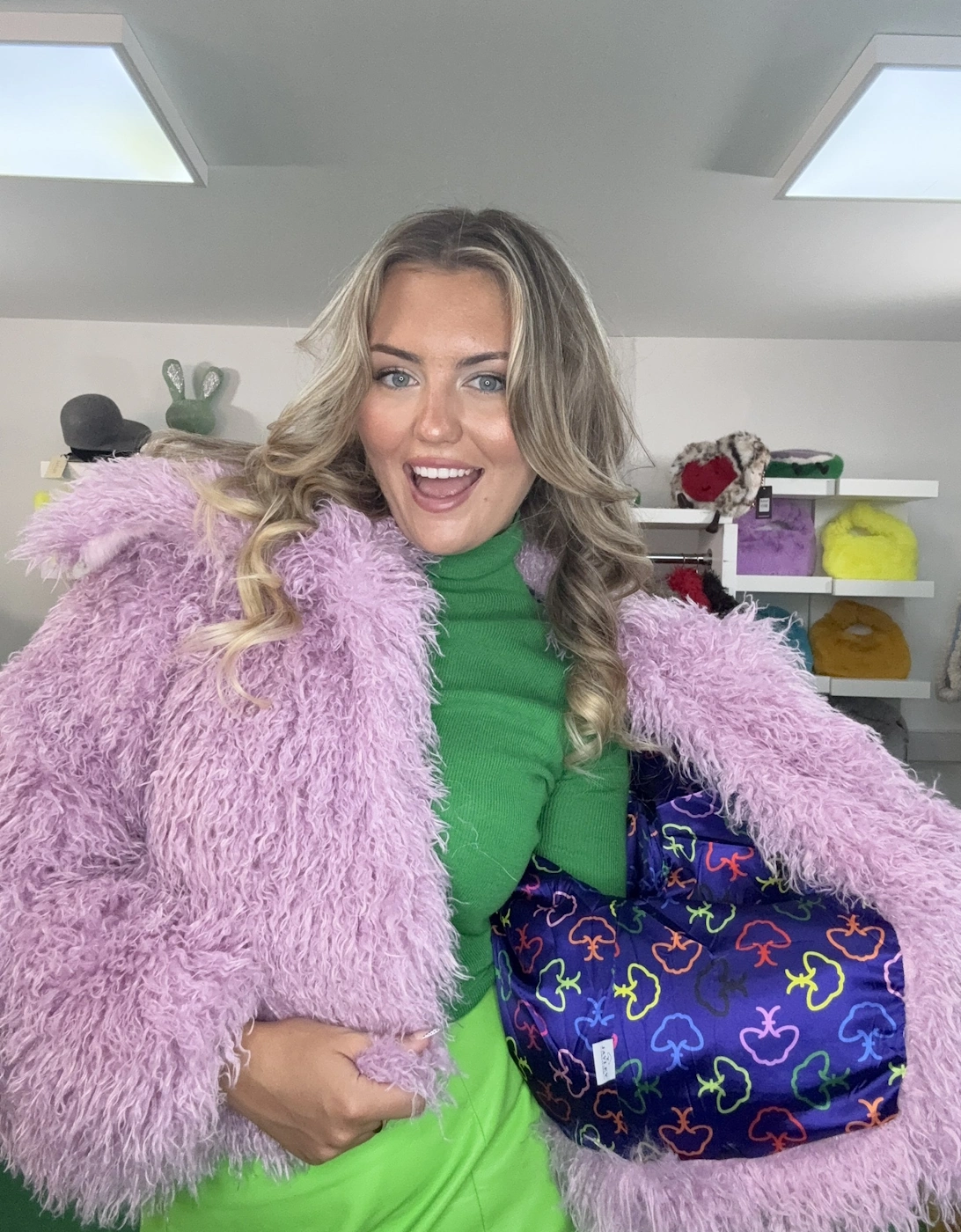 Lilac Bamboo Blend Faux Mongolian Jacket
