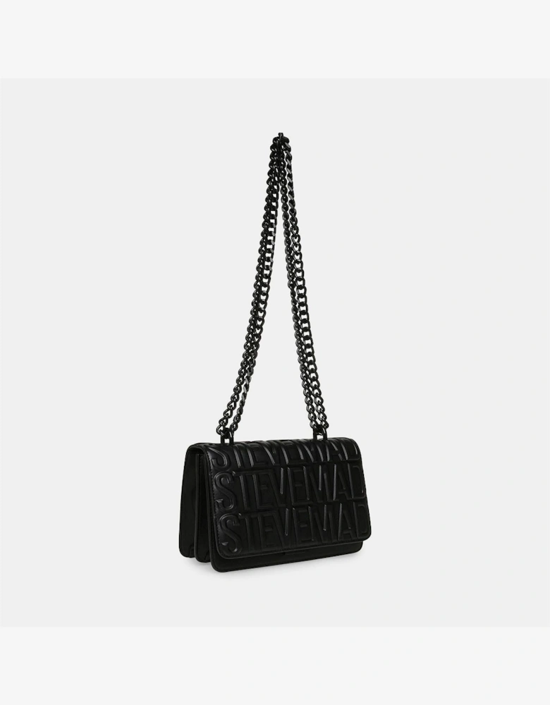 Cross Body Bag with Chain and Embossed Logo