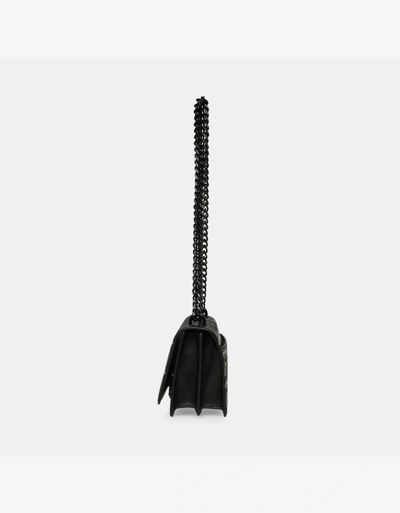 Cross Body Bag with Chain and Embossed Logo