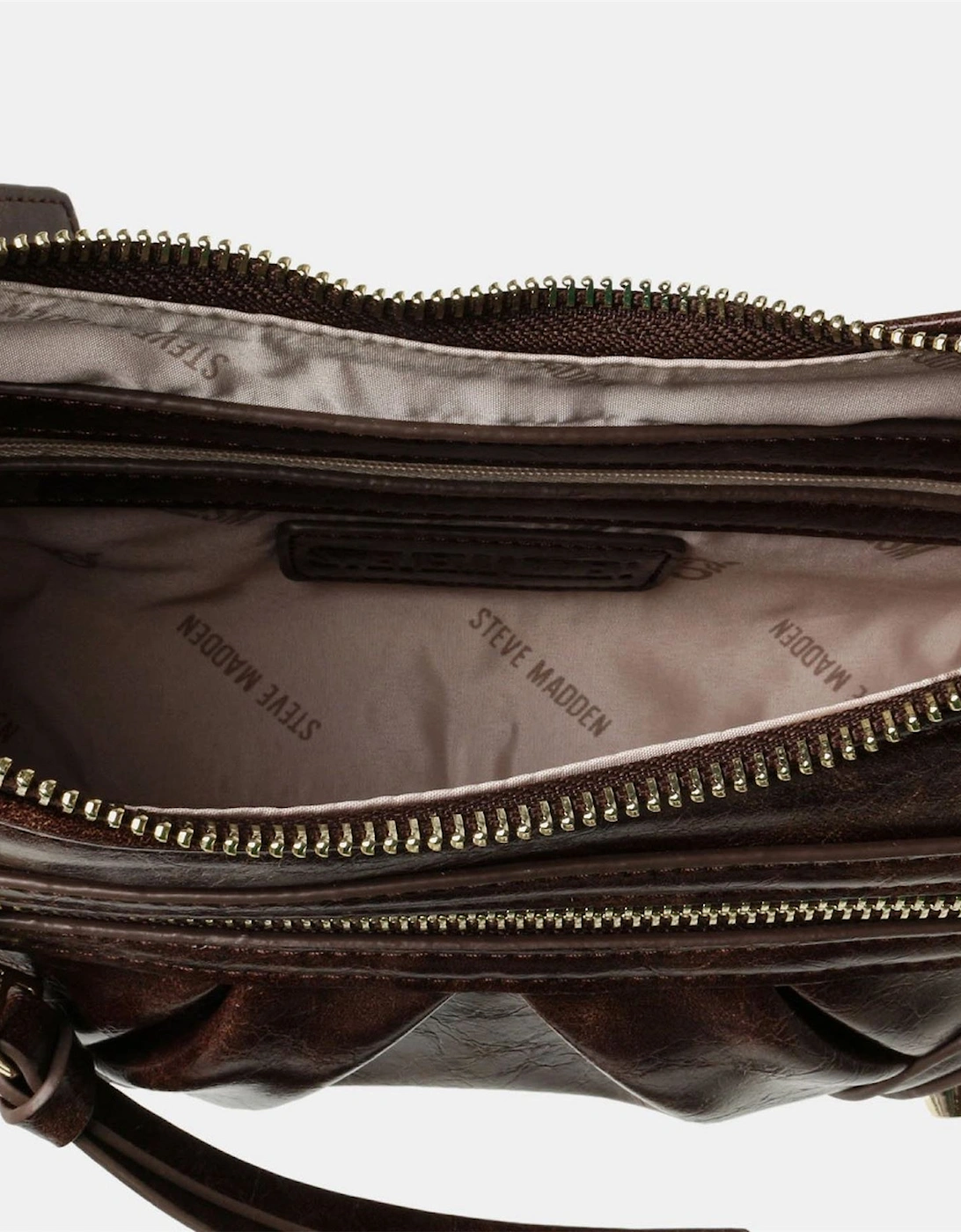 Crescent Shape Cross Body Bag with Gold Tone Hardware
