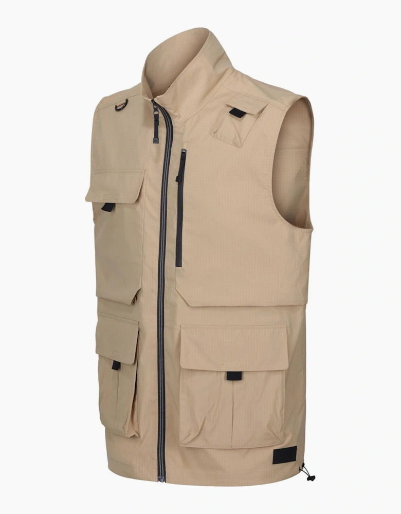 Solid Gilet with Flap Pocket and Zipped Pocket