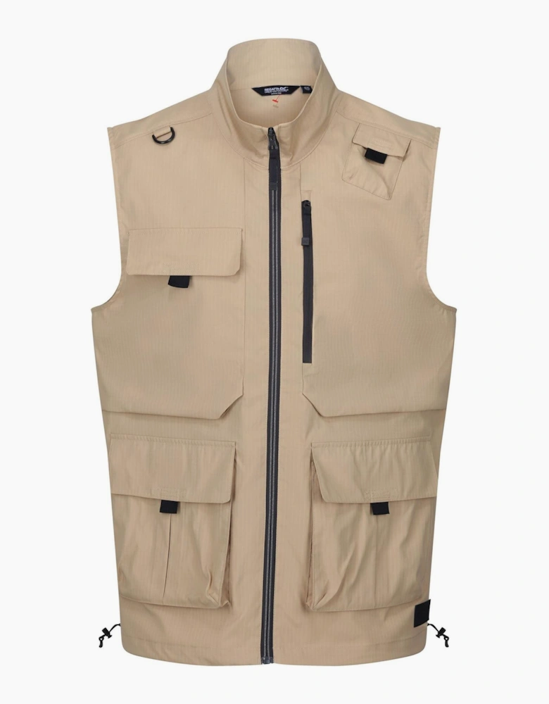 Solid Gilet with Flap Pocket and Zipped Pocket
