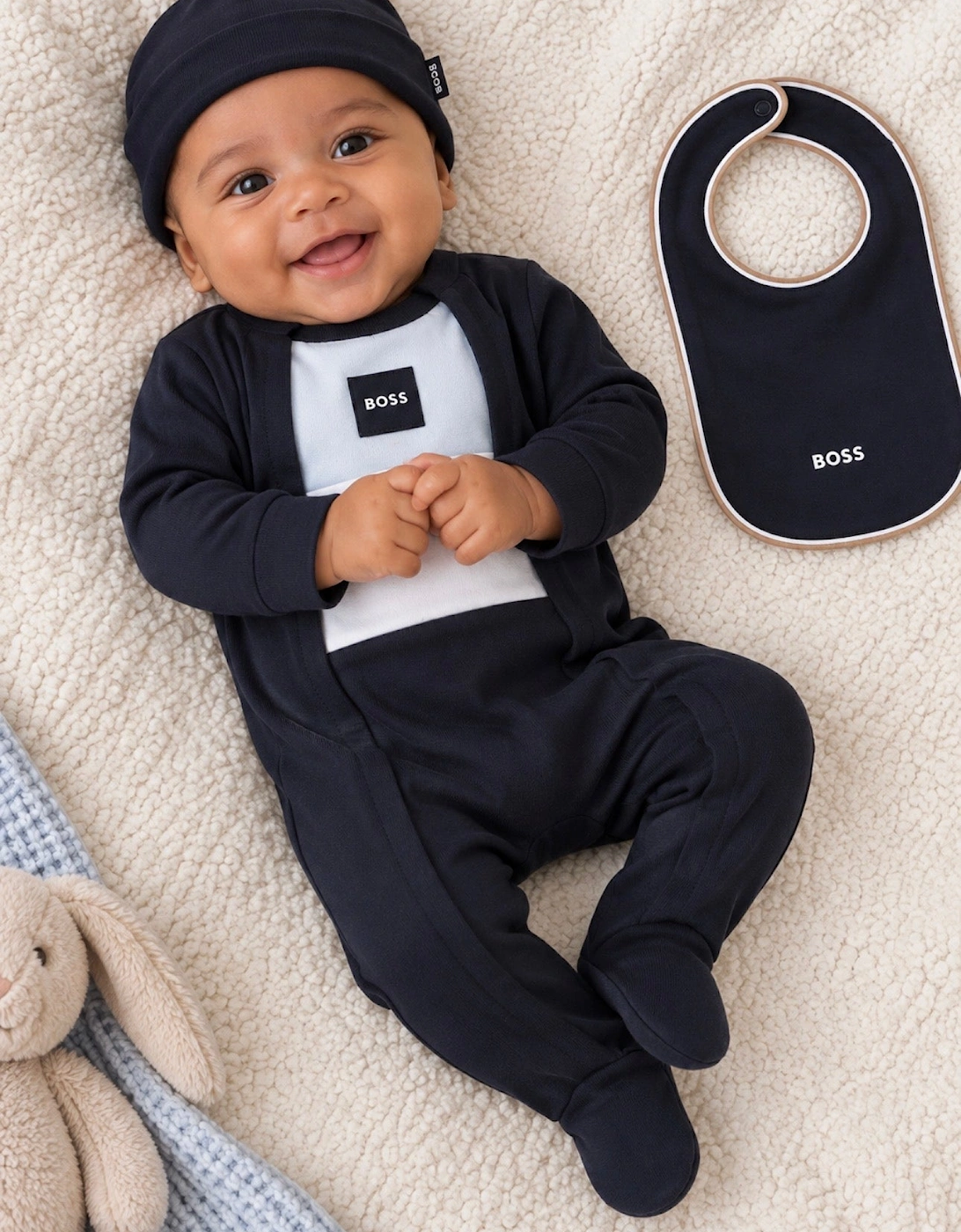 BOSS NB NAVY BABY BOY 3PC SET +GIFT BOX J53292