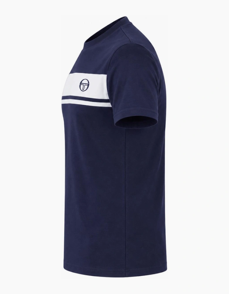 Sergio Tacchini Master Crew Neck T-Shirt Navy/White Tonal