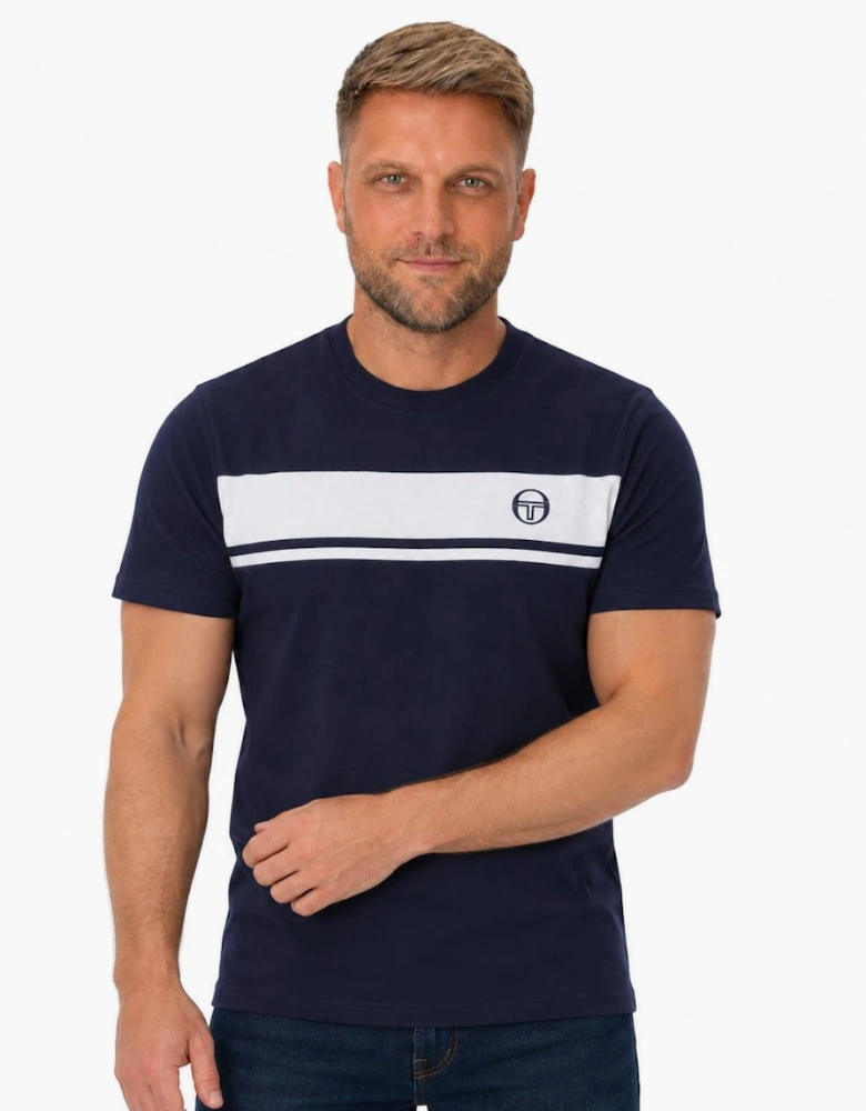Sergio Tacchini Master Crew Neck T-Shirt Navy/White Tonal