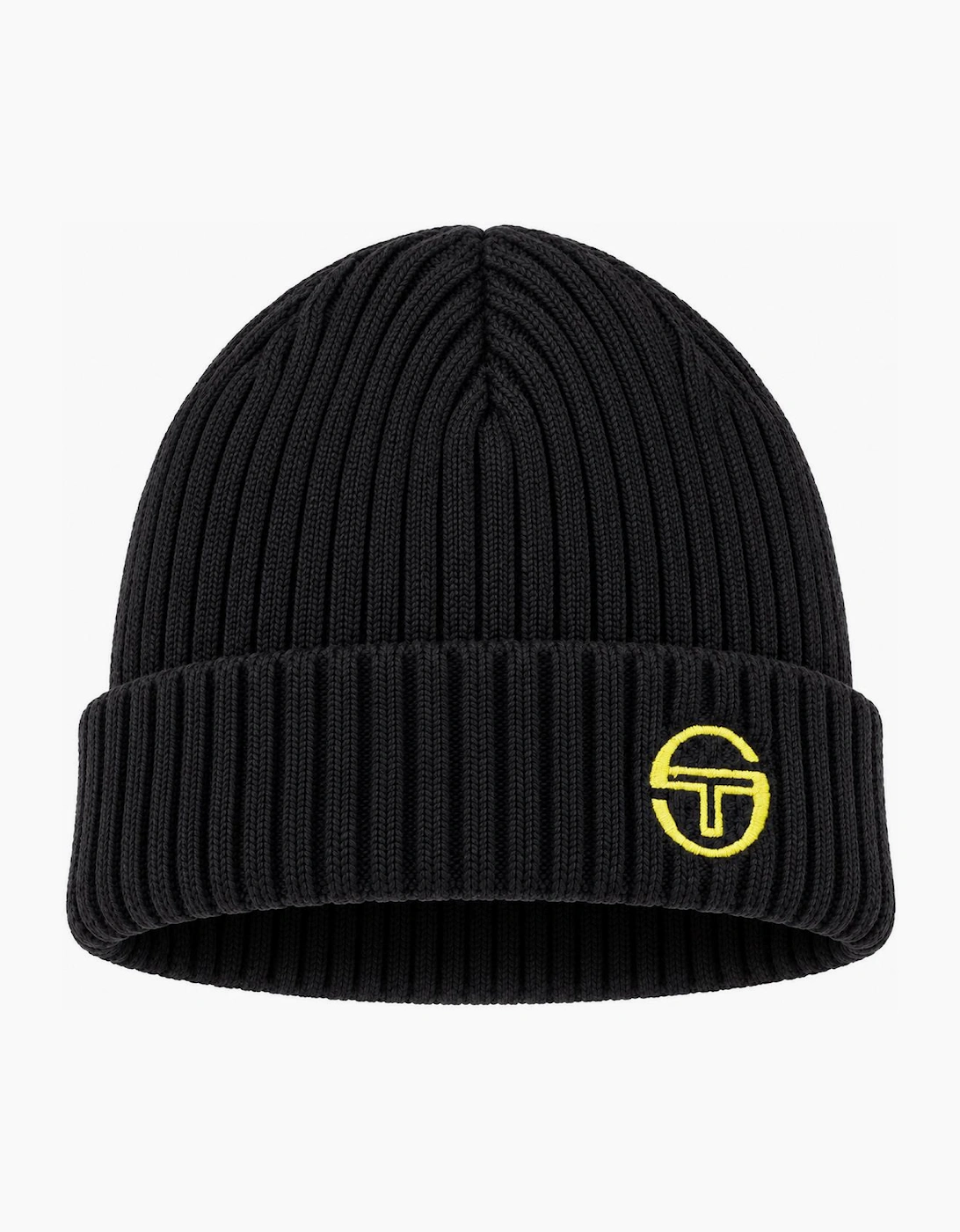 Sergio Tacchini Seppi Ribbed Turn Up Beanie Hat Black/Old Gold