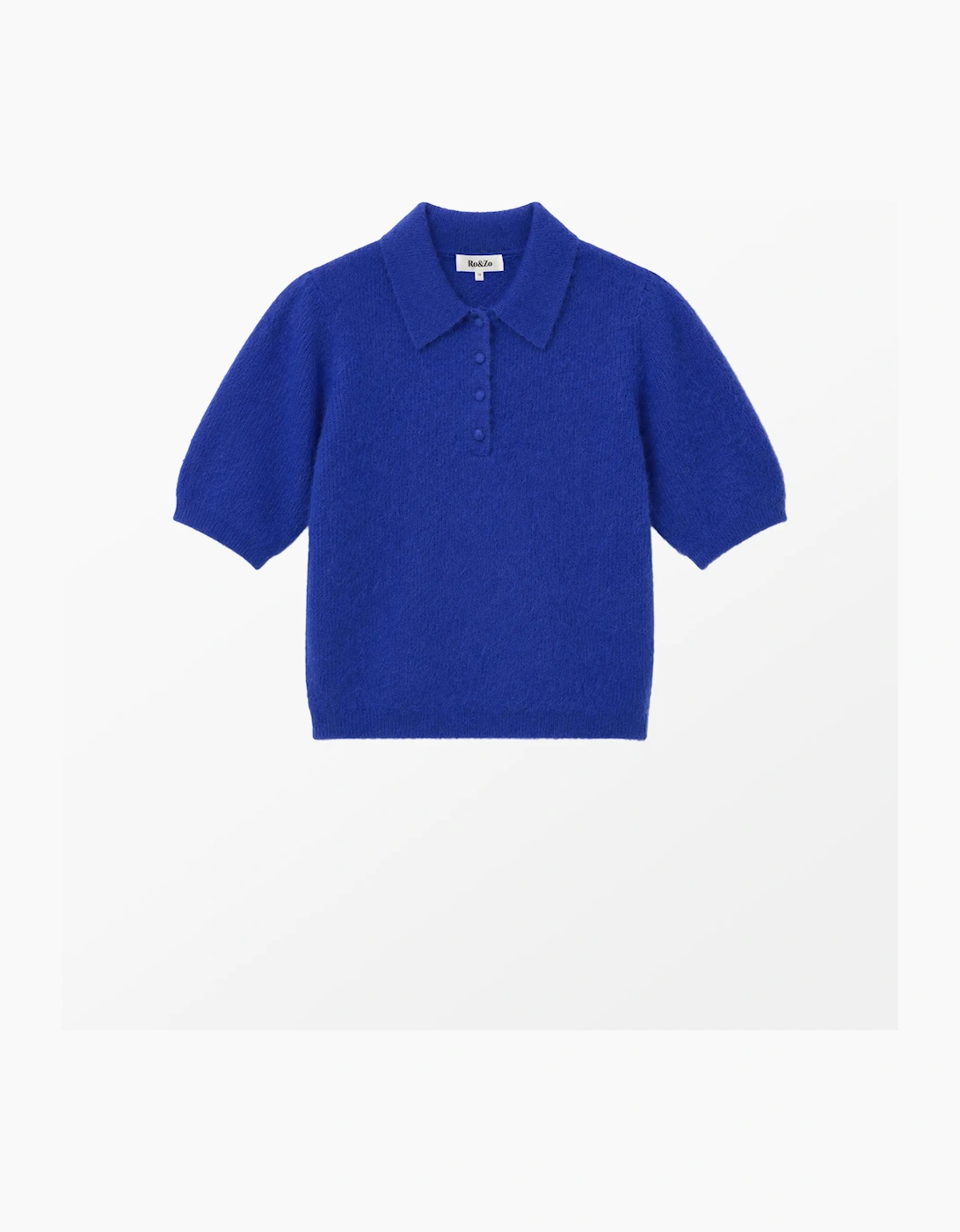 Blue Brushed Knit Top With Wool And Mohair