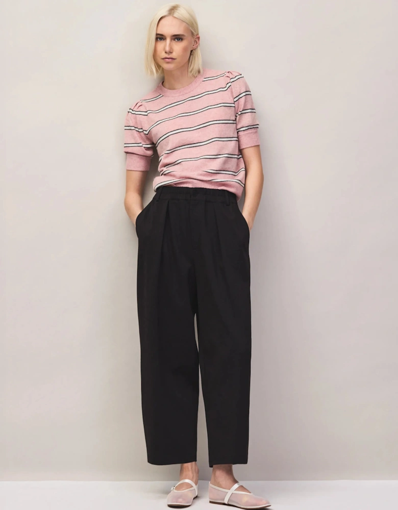 Pink Stripe Knit Jumper With Cashmere And Wool
