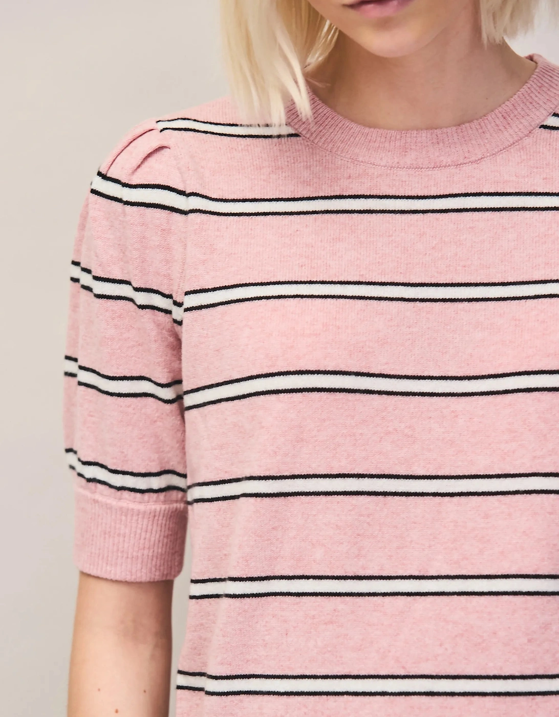 Pink Stripe Knit Jumper With Cashmere And Wool