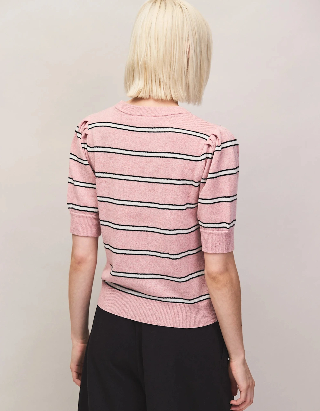 Pink Stripe Knit Jumper With Cashmere And Wool