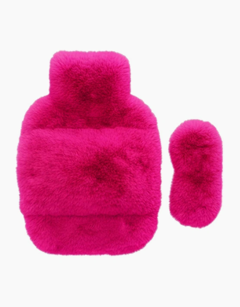 Faux Fur Hot Water Bottle Cover - Hot Pink