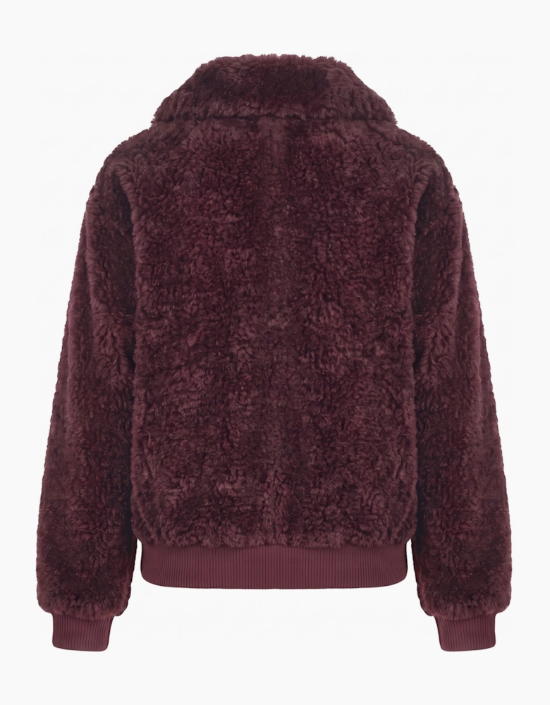 Otis Faux Fur Bomber Jacket - Burgundy