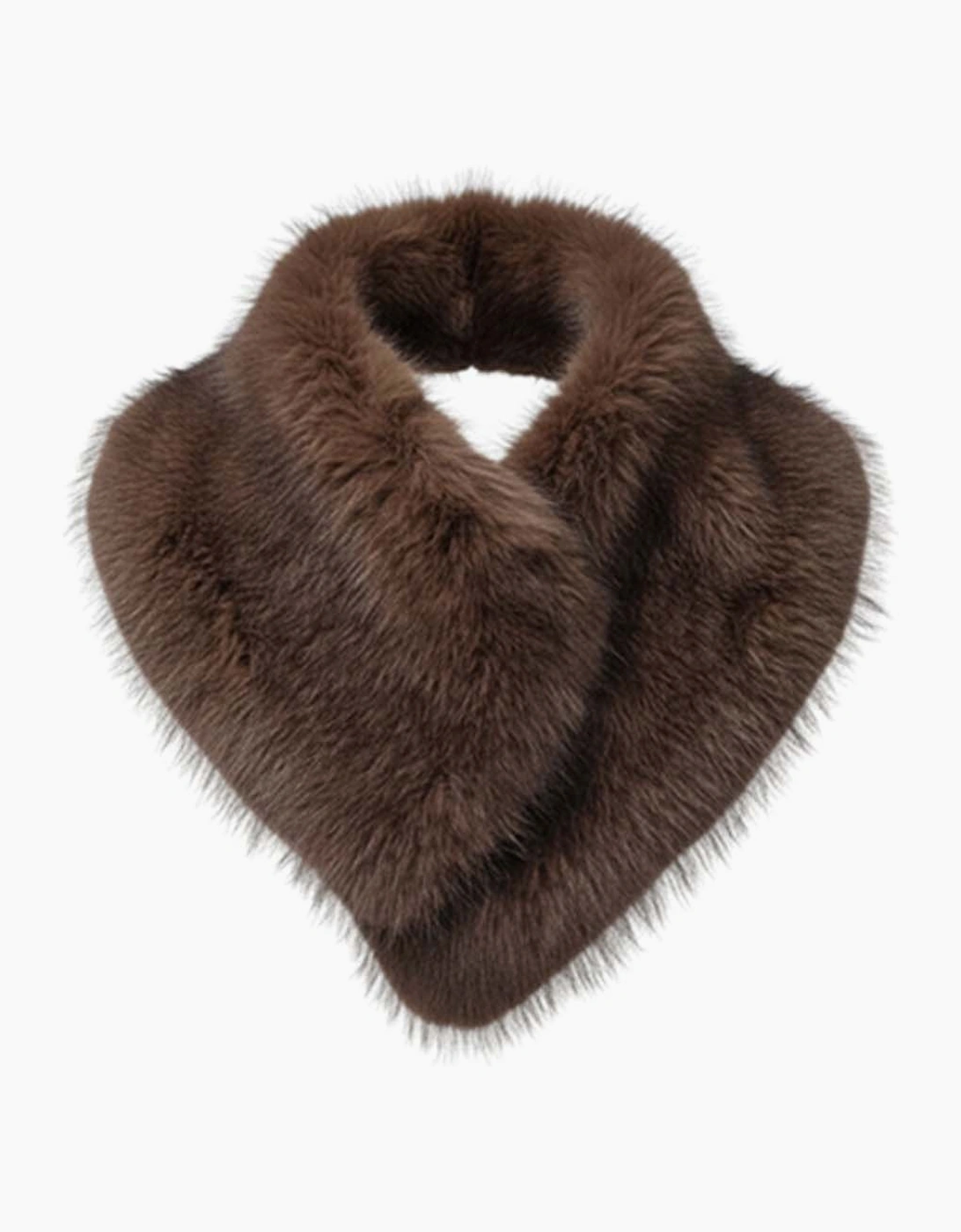 Tamsin Faux Fur Collar Scarf - Chocolate