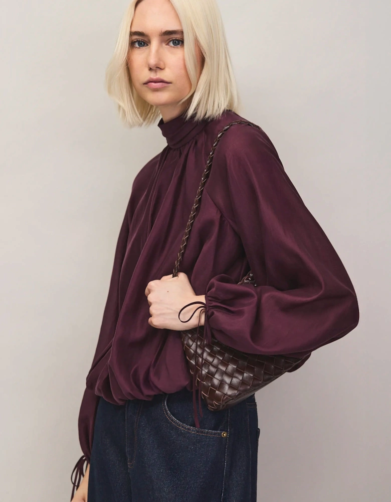 Burgundy Tie Sleeve Top