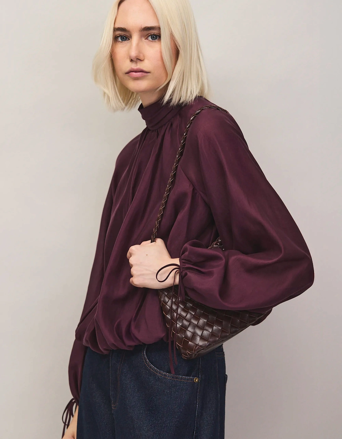 Burgundy Tie Sleeve Top