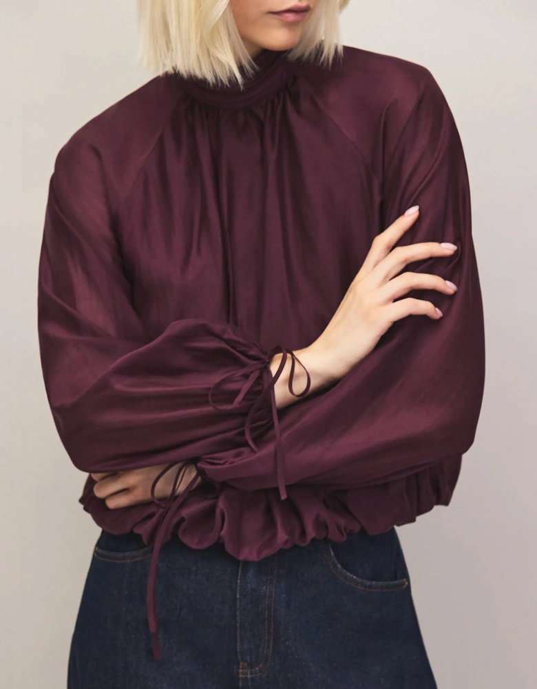 Burgundy Tie Sleeve Top
