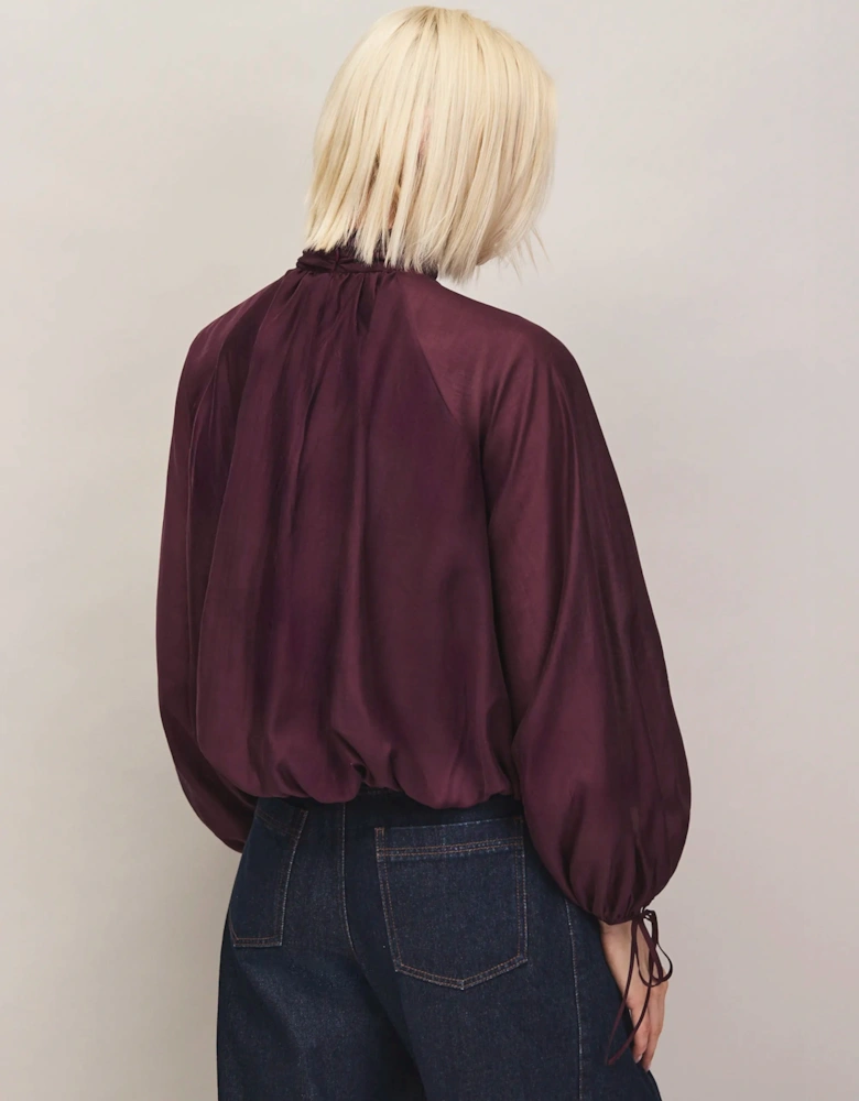 Burgundy Tie Sleeve Top