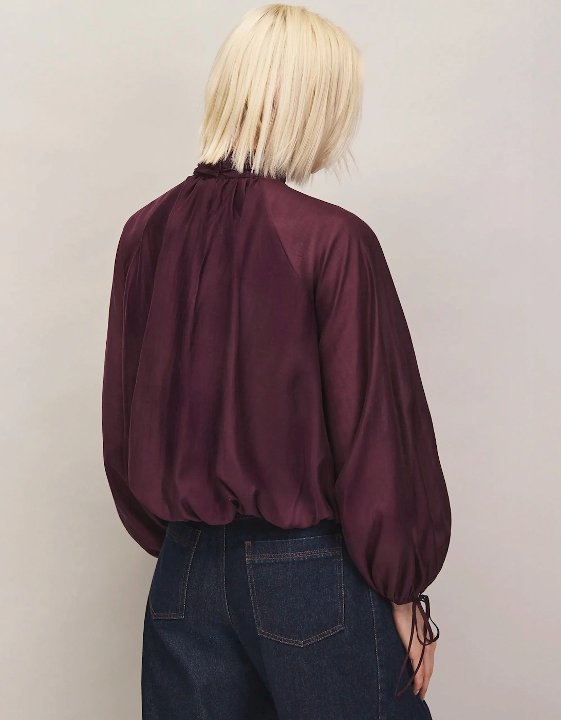 Burgundy Tie Sleeve Top