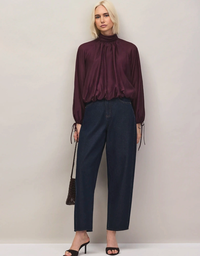 Burgundy Tie Sleeve Top