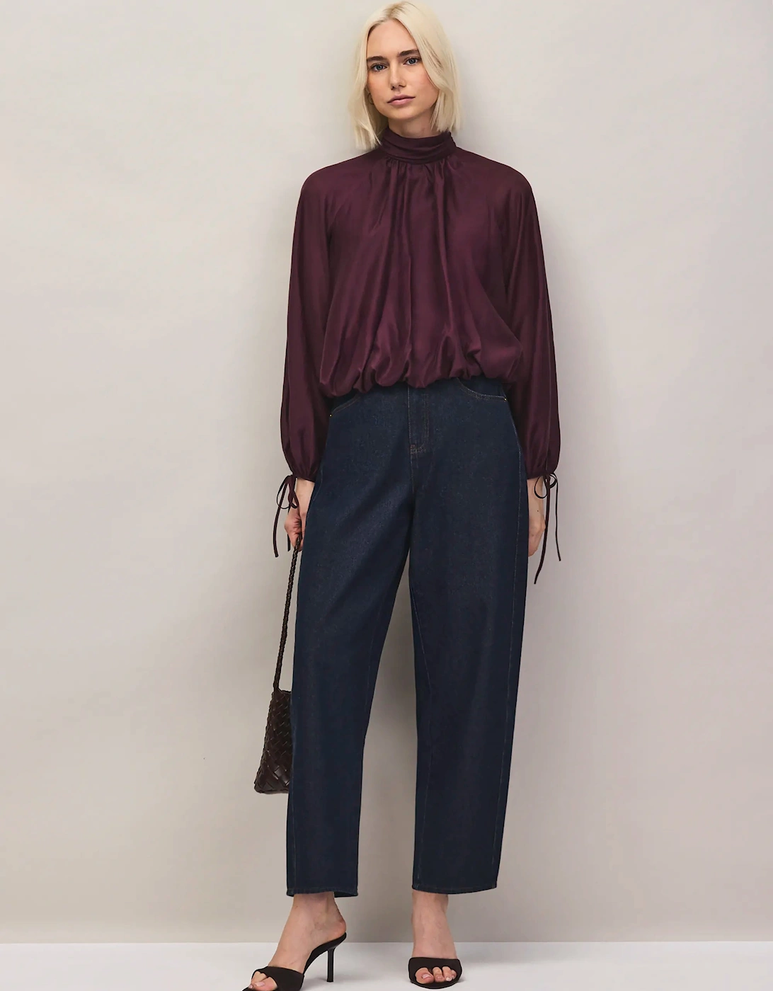 Burgundy Tie Sleeve Top