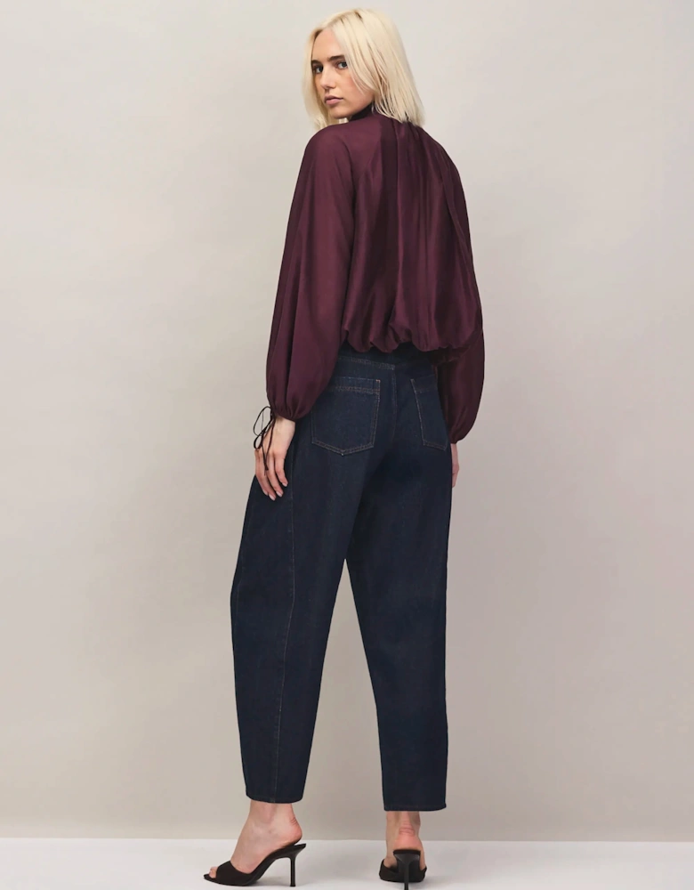 Burgundy Tie Sleeve Top