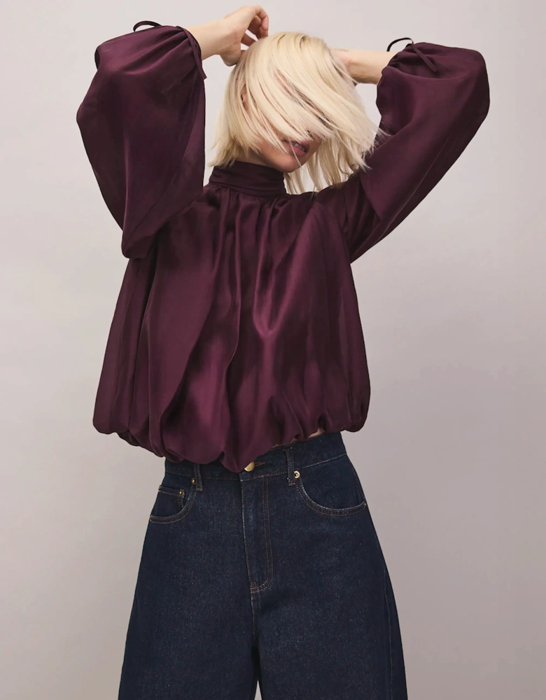 Burgundy Tie Sleeve Top