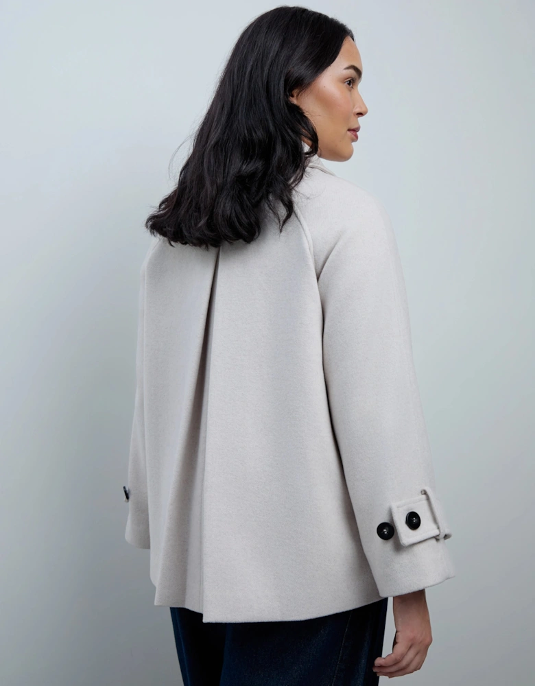 Cream Wool Blend Jacket with Button Fastening