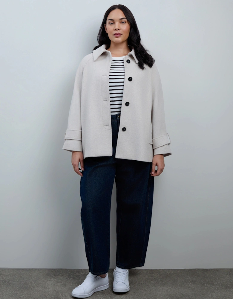 Cream Wool Blend Jacket with Button Fastening
